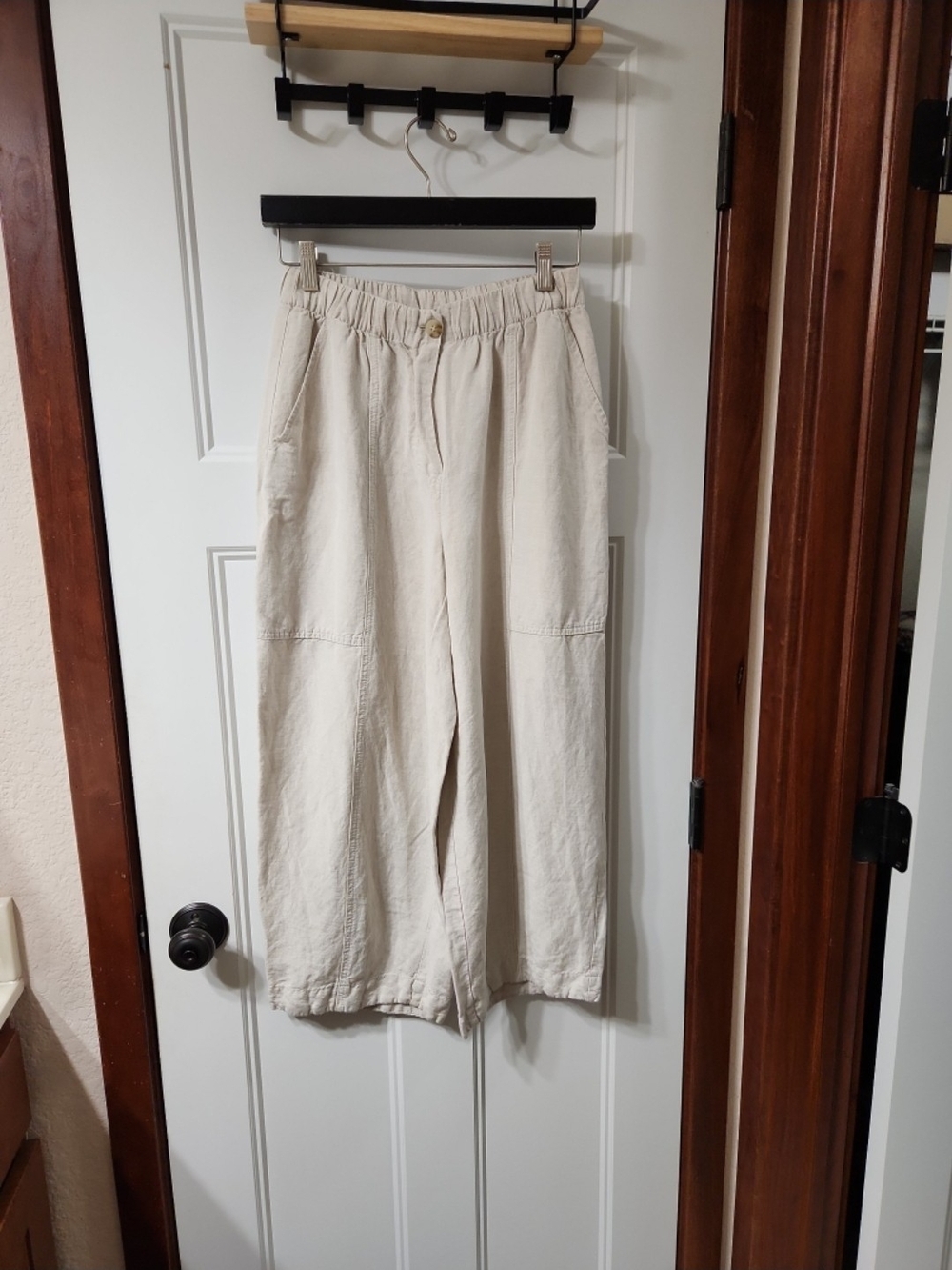 OYSHO Linen Barrel Leg Pants - S